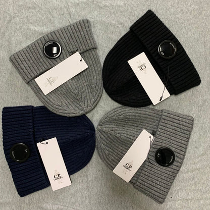 Ribbed Beanie with Lens Detail