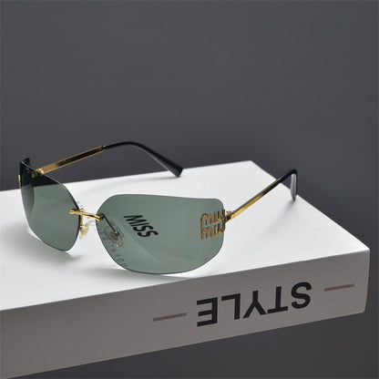 Rimless Gold-Tone Shield Sunglasses