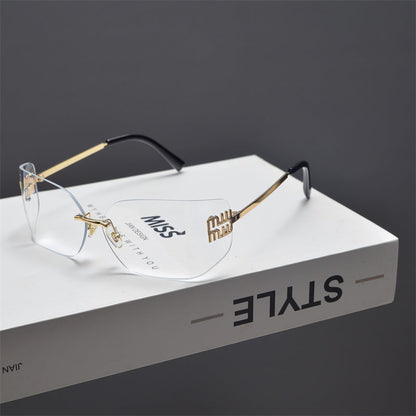 Rimless Gold-Tone Shield Sunglasses