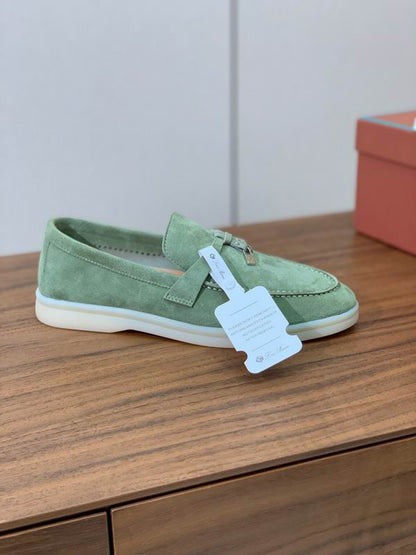 Pistachio Green Suede Loafers