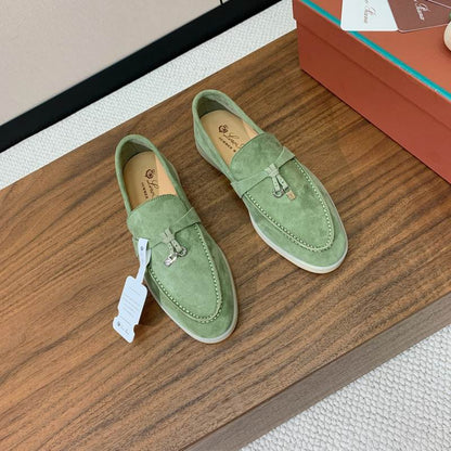 Pistachio Green Suede Loafers