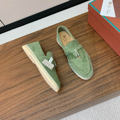 Pistachio Green Suede Loafers